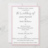 Anemoon op Bleke Roos bruiloft uitnodiging (Achterkant)