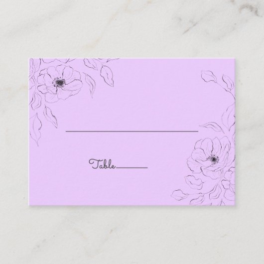 Anemoon op Bord Lila Flat Place Card Plaatskaartje (Voorkant)