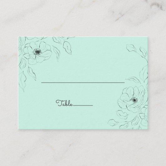 Anemoon op Bord Mint achtergrond Flat Place Card* Plaatskaartje (Voorkant)