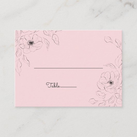 Anemoon op Bord Roos Flat Place Card Plaatskaartje (Voorkant)