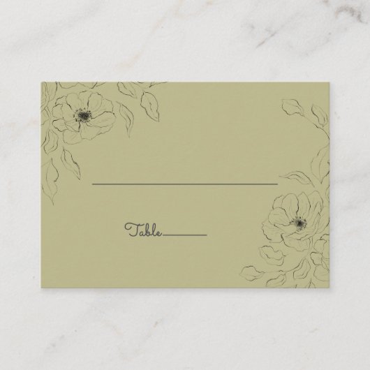 Anemoon op een Sage achtergrond Flat Place Card* Plaatskaartje (Voorkant)
