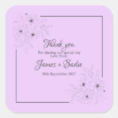 Anemoon op Licht Lila Vierkante Sticker (Voorkant)