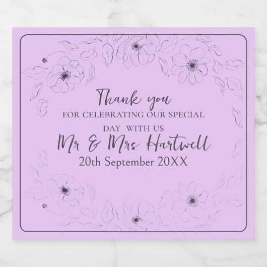 Anemoon op lichte Lila bierflesetiketten Bier Etiket (Enkel label)