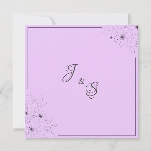 Anemoon op lichte Lila uitnodiging (Achterkant)