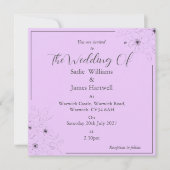 Anemoon op lichte Lila uitnodiging (Voorkant)