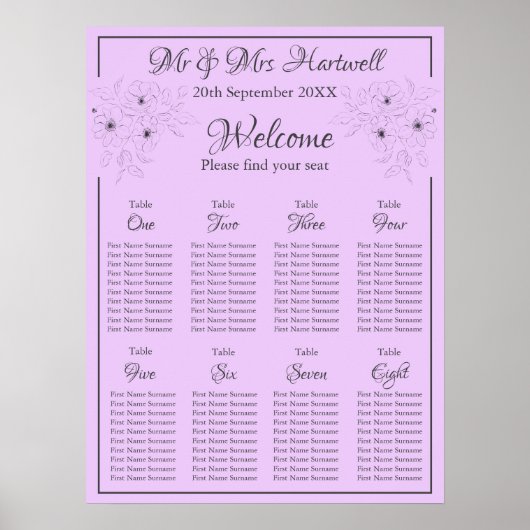 Anemoon op lichte Lila Zitting Chart~ Poster (Voorkant)