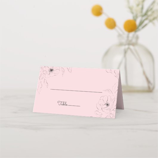 Anemoon op lichtroze gevouwen plaatskaart plaatskaartje (Voorkant)
