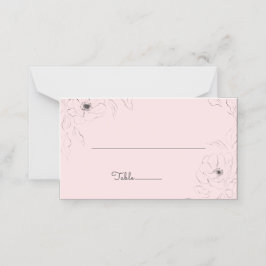 Anemoon op lichtroze gevouwen plaatskaart plaatskaartje