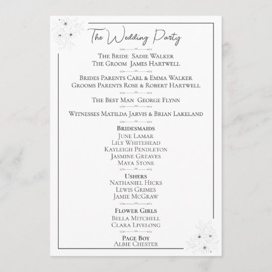 Anemoon op wit programmakaart (Achterkant)