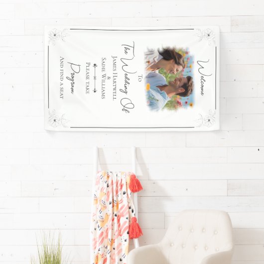 *Anemoon op witte bruiloft Zoek uw stoel Spandoek (Insitu)