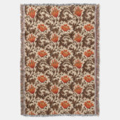 Anemoon van William Morris, Beige, Bruin en Roest Deken (Voorkant Verticaal)
