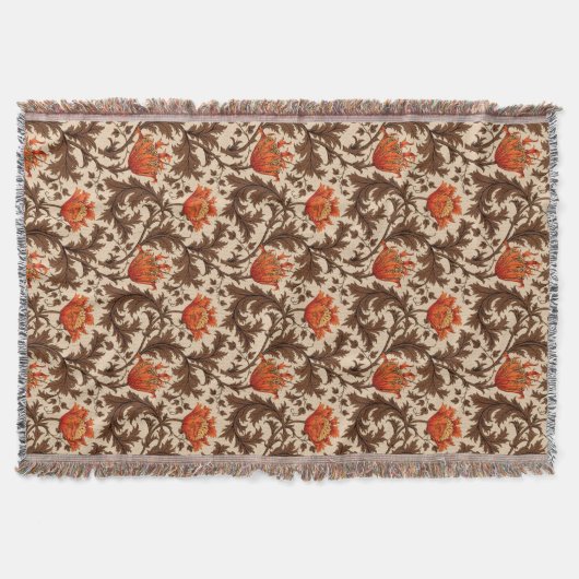 Anemoon van William Morris, Beige, Bruin en Roest Deken (Voorkant)