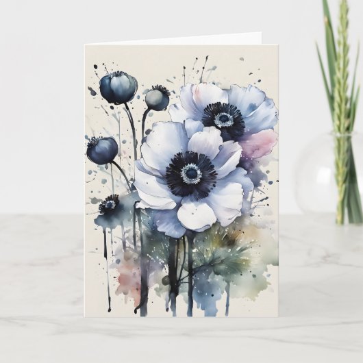 Anemoon - Watercolor bloemen Kaart (Voorkant)
