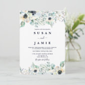 Anemoon waterverf bloemenbruiloft kaart (Staand voorkant)