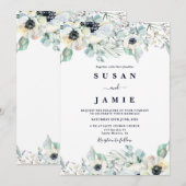 Anemoon waterverf bloemenbruiloft kaart (Voorkant / Achterkant)