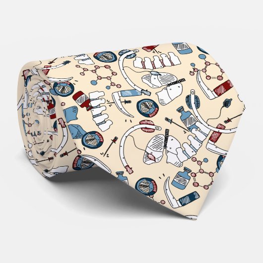 Anesthesie Vibes op Cream Stropdas (Opgerold)