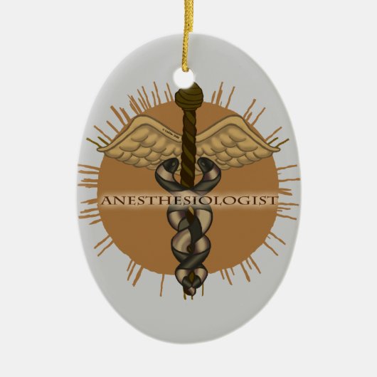 Anesthesioloog Caduceus Oval Ornament (Voorkant)