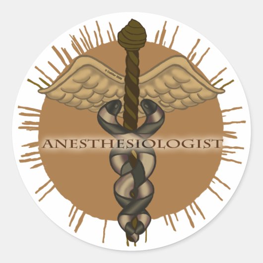 Anesthesioloog Caduceus Ronde Sticker (Voorkant)