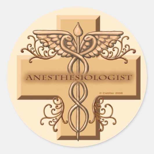Anesthesioloog Cross Ronde Sticker (Voorkant)