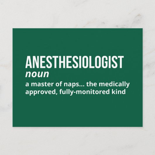 Anesthesioloog Definitie - Grappig Medisch Briefkaart (Voorkant)