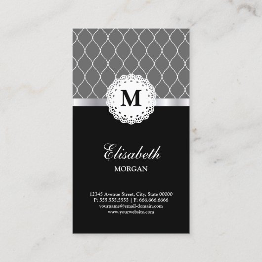 Anesthesioloog Elegant Black Lace Pattern Visitekaartje (Achterkant)