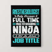 Anesthesioloog Functie Beroep Vaardigheden Grappig Button (Voorkant)