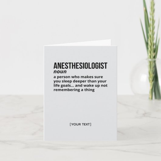 Anesthesioloog - Funny Definition Wenskaart Bedankkaart (Voorkant)