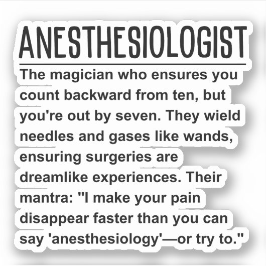 anesthesioloog sticker (Voorkant)