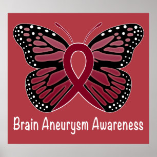 Aneurysm Butterfly Awareness Ribbon Poster