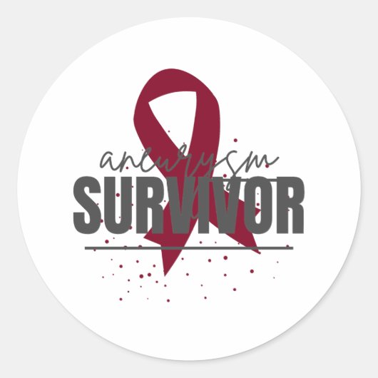 Aneurysm Survivor Sticker with Burgundy Ribbon (Voorkant)