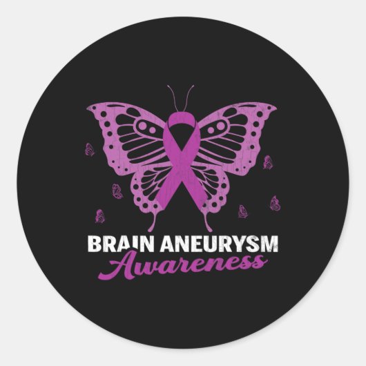 Aneurysma Awareness Butterfly Surgery Support Grap Ronde Sticker (Voorkant)