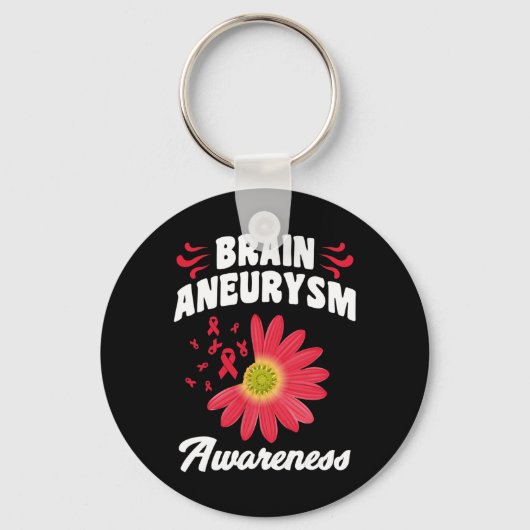 Aneurysma Awareness Flower Ribbon Support Graphic Sleutelhanger (Voorkant)