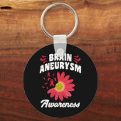 Aneurysma Awareness Flower Ribbon Support Graphic Sleutelhanger (Voorkant)