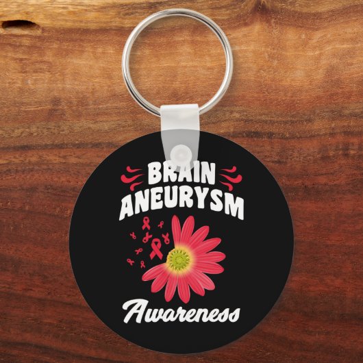 Aneurysma Awareness Flower Ribbon Support Graphic Sleutelhanger (Voorkant)