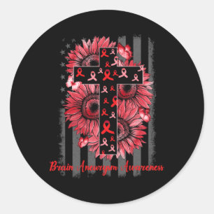 Aneurysma Awareness Sunflower Warrior Supporter Ronde Sticker