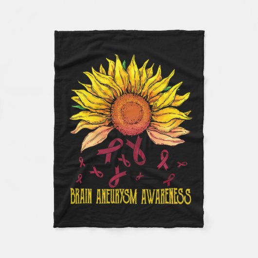 Aneurysma awareness zonnebloem fleece deken (Voorkant)