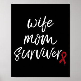 Aneurysma Bewustzijn Bourgogne Ribbon Vrouw Moeder Poster