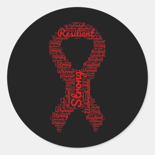 Aneurysma bewustzijn maand lint met woorden ronde sticker (Voorkant)