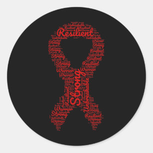 Aneurysma bewustzijn maand lint met woorden ronde sticker