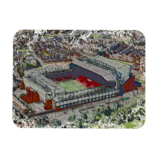Anfield Stadium Liverpool - Artistic Watercolour Magneet (Horizontaal)