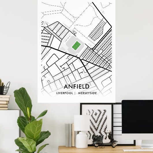 Anfield Stadium White Poster, de thuishaven van Li Poster (Thuiskantoor)