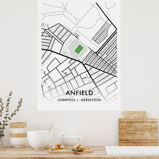 Anfield Stadium White Poster, de thuishaven van Li Poster (Keuken)