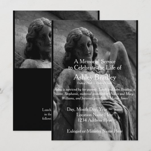 Angel 1 Memorial Service Uitvaart Aankondiging (Voorkant / Achterkant)