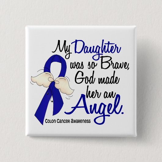 Angel 2 Dochter Colon Cancer Vierkante Button 5,1 Cm (Voorkant)