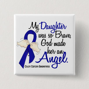Angel 2 Dochter Colon Cancer Vierkante Button 5,1 Cm