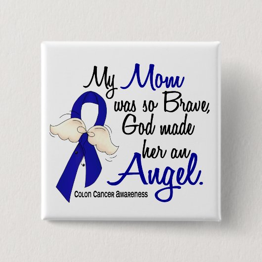 Angel 2 Mam Colon Cancer Vierkante Button 5,1 Cm (Voorkant)