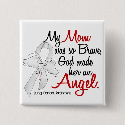 Angel 2 Mam Lung Cancer Vierkante Button 5,1 Cm (Voorkant)