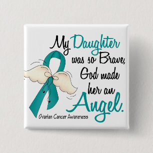 Angel 2 Ovarium Cancer Daughter Vierkante Button 5,1 Cm