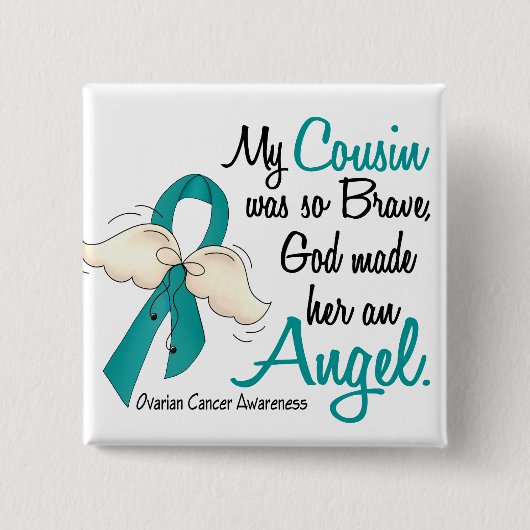 Angel 2 Ovarium Cancer Neef Vierkante Button 5,1 Cm (Voorkant)