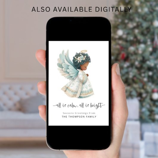 Angel All is Calm All is Bright Kerstfeest Feestdagenkaart